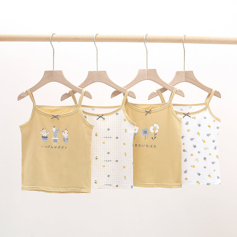Girls Cotton Tank Tops (4 Pcs) | Mustard Flower | 1-10y