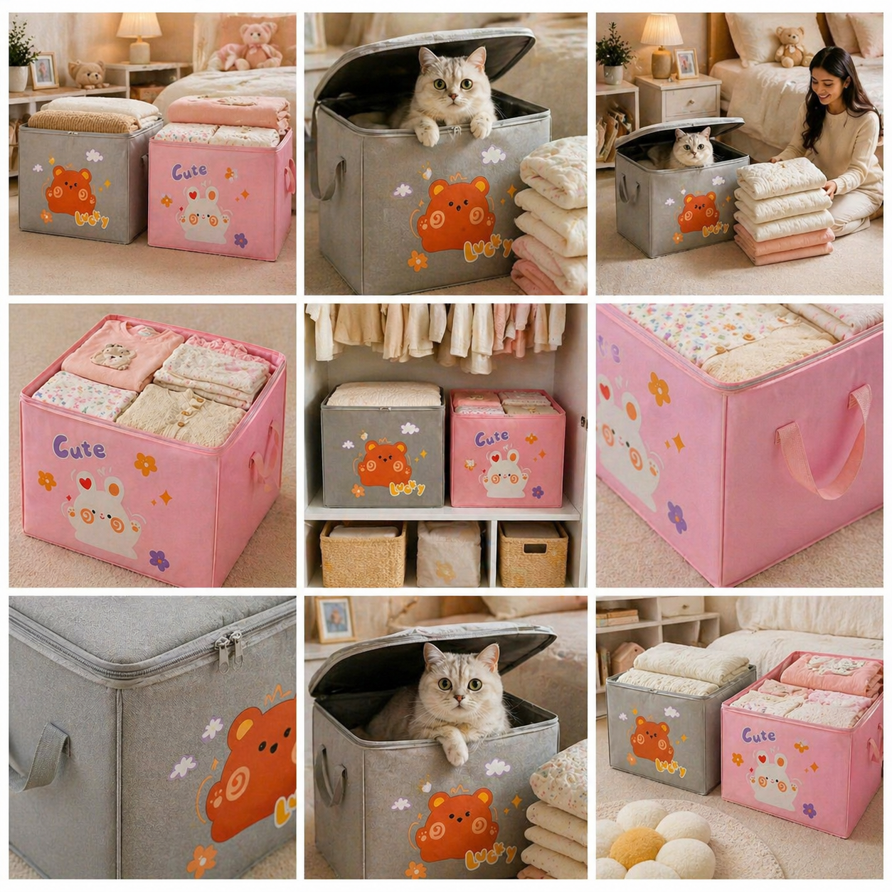 Cute Kids Storage Bag with Lid