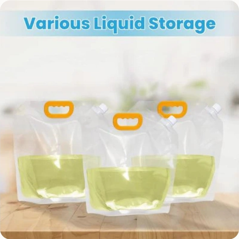 Stand-Up 2.5L / 5L Beverage Carry Pouch Bag Clear Food Grade With Side Spout