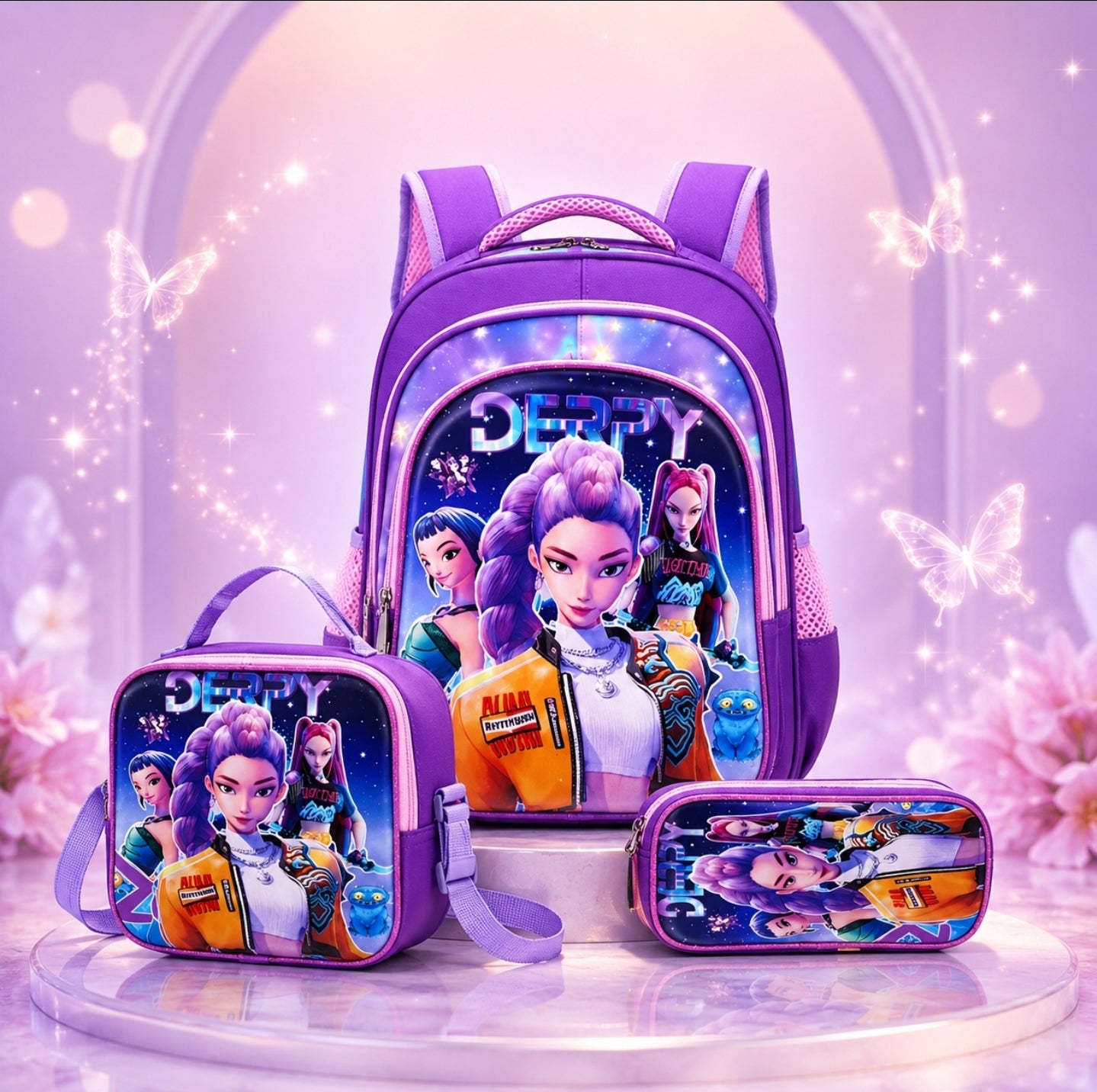 K-Pop Demon Hunters Girls 3-Piece Backpack Set
