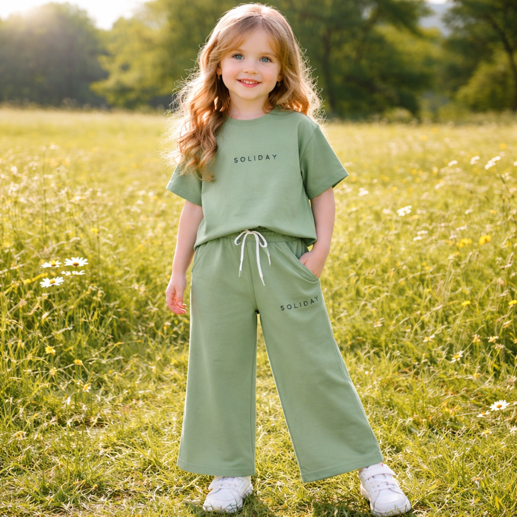 Girls Cotton Soliday– Soft Summer Outfit (3–6Y)