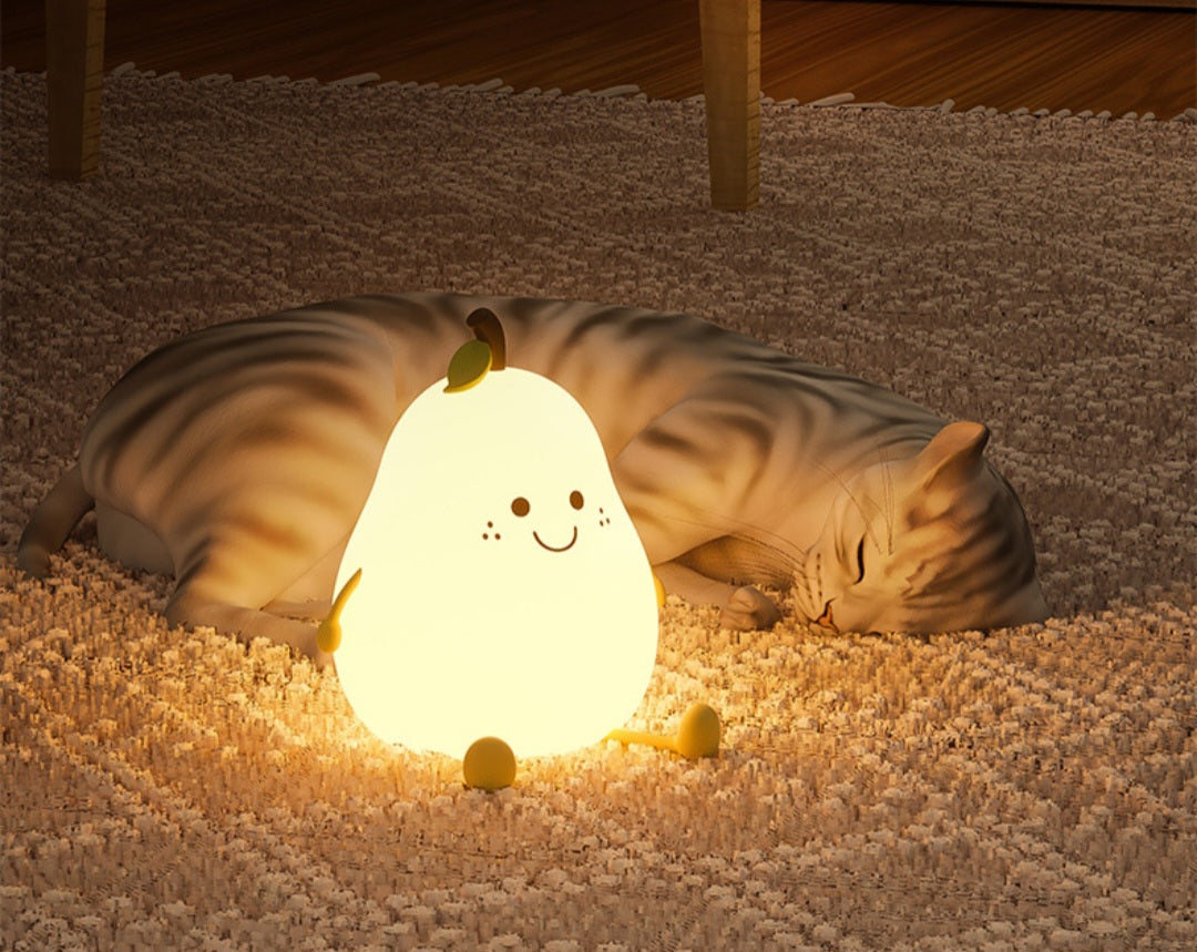 Cute Pear Night Light Silicone Rechargeable Colorful LED | 3+