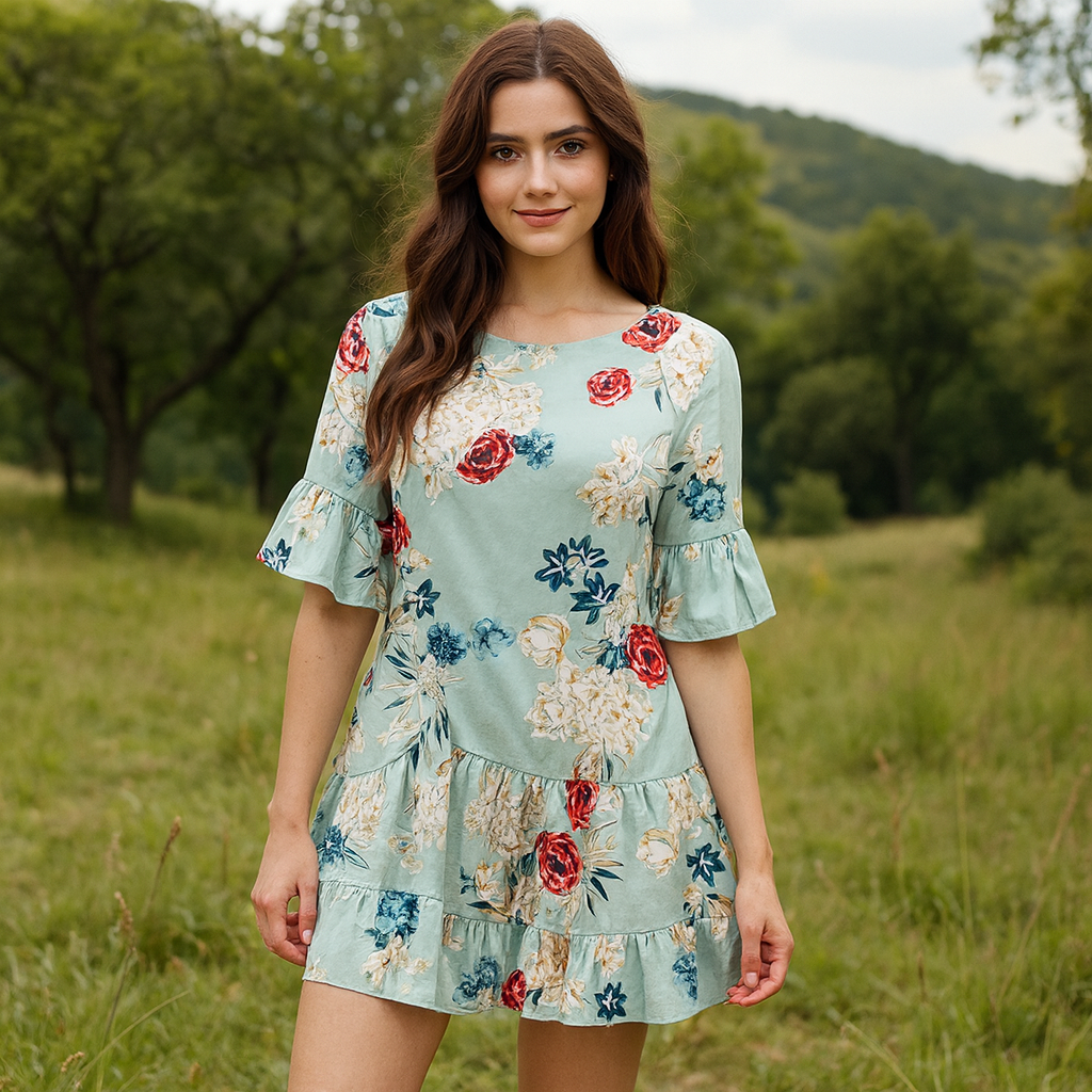 Floral Dress For Women Brand:Young Size M