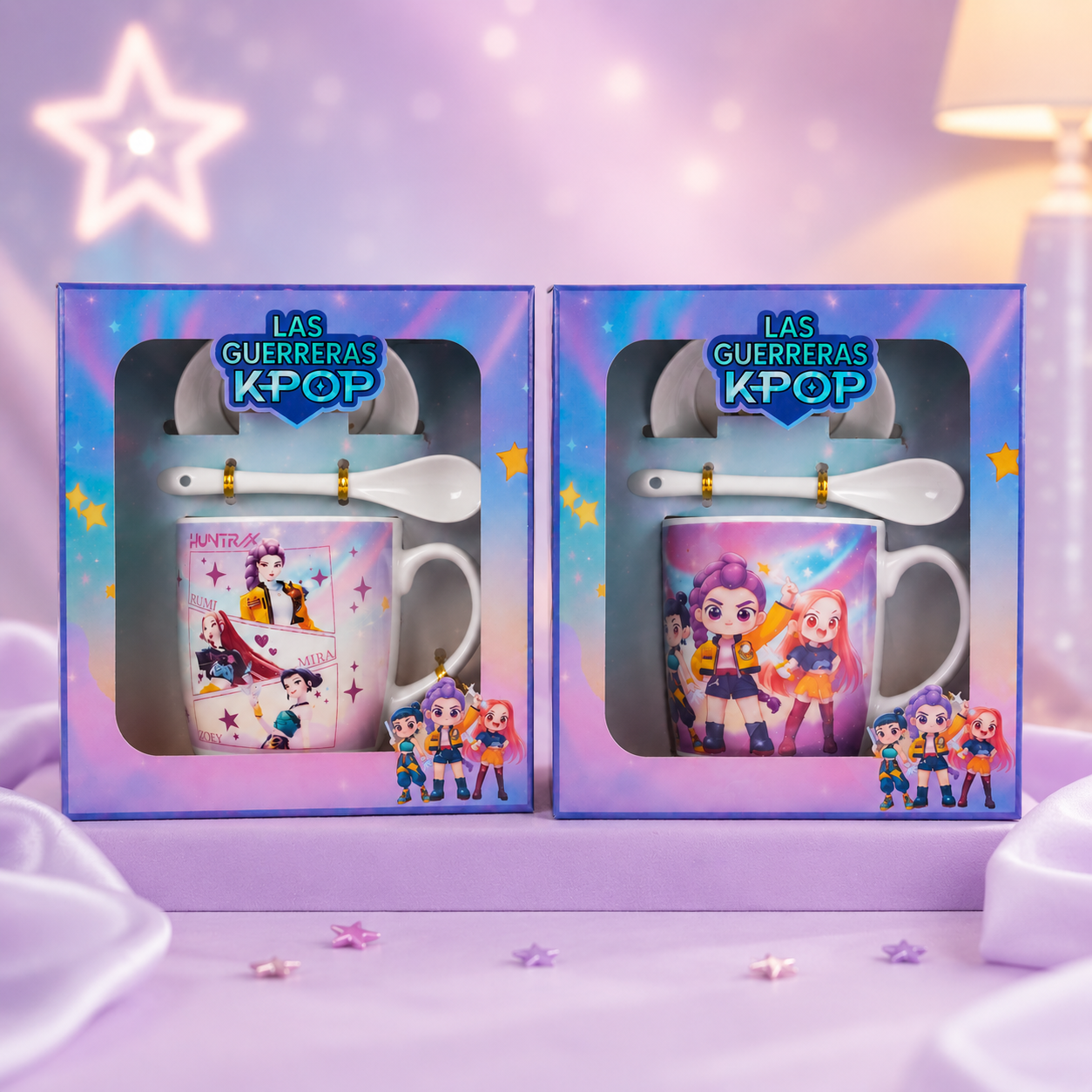 K-Pop Warriors Ceramic Mug Gift Set with Spoon & Saucer – 2 Designs