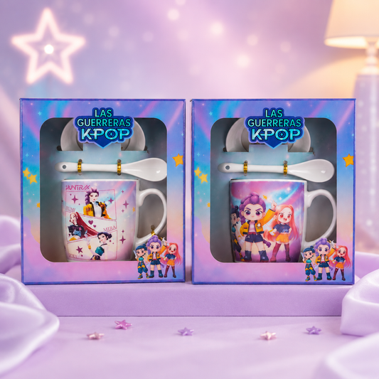 K-Pop Warriors Ceramic Mug Gift Set with Spoon & Saucer – 2 Designs