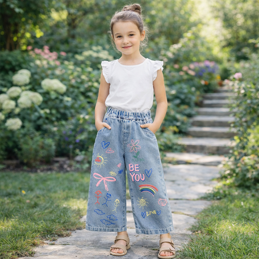 Wide Legs Jeans Pants rainbow (9-10y)