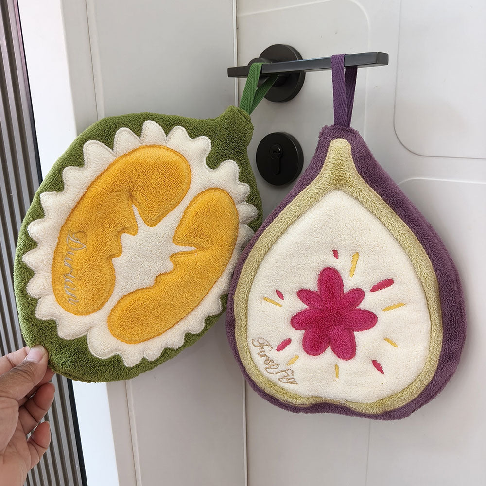 Cute Fruit Chenille Hanging Hand Towel – 25 × 19 cm