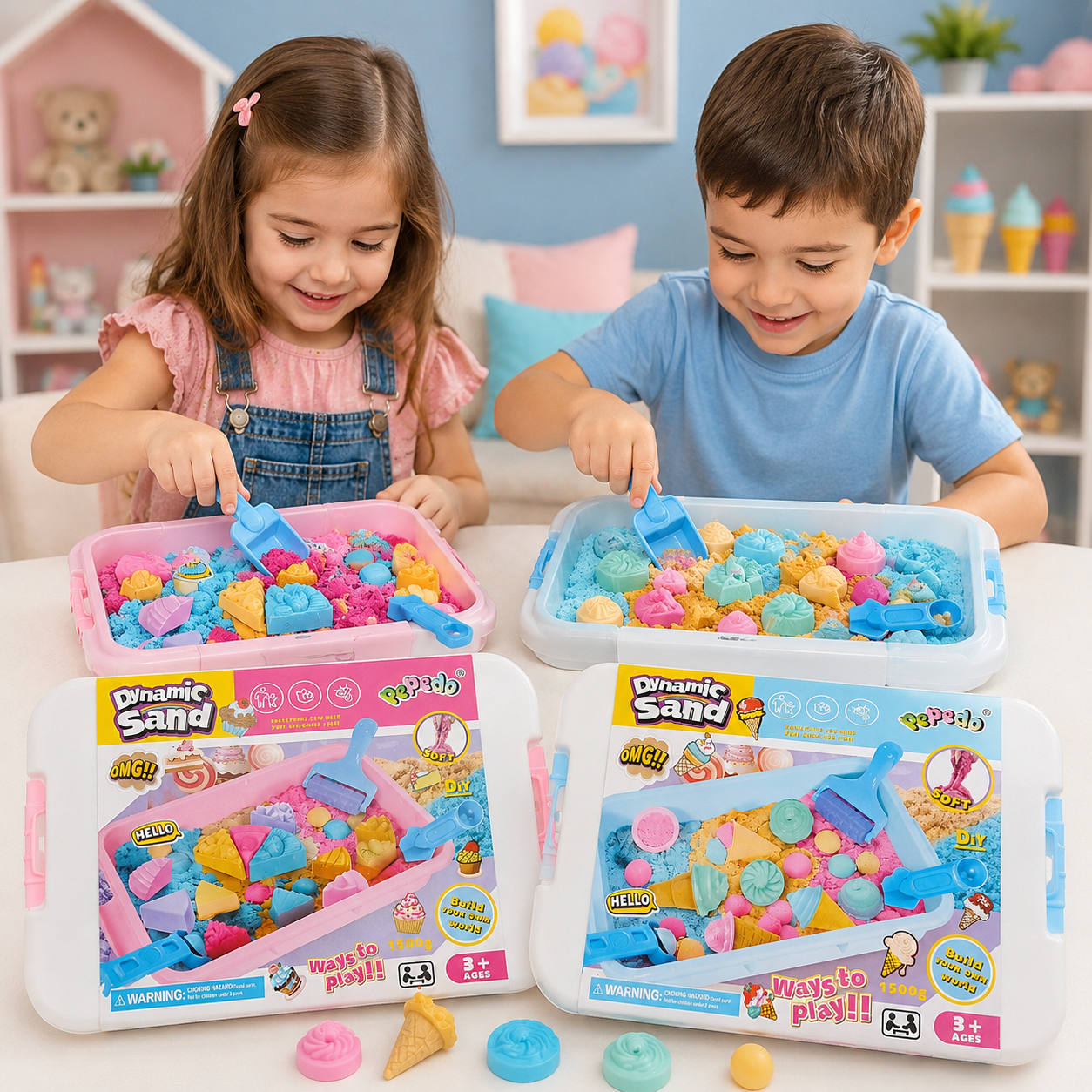 Dynamic Sand Play Set for Boys & Girls – 1500g Sensory DIY Kit (3+)
