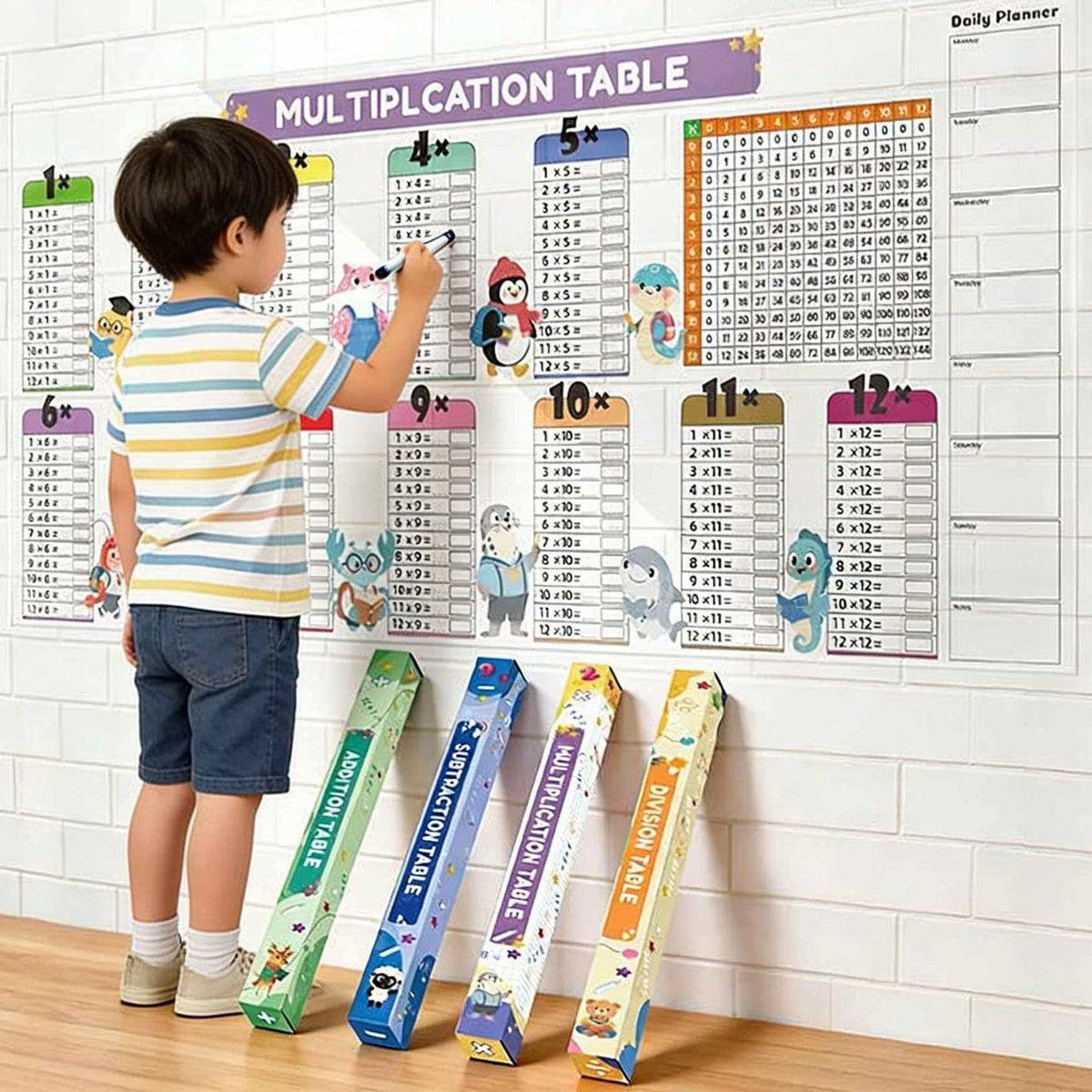 Kids Math Learning Table | 4 Designs – Sold Separately | Size 3×41.5×3cm