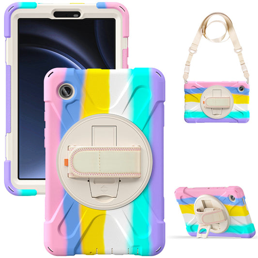 Rainbow Ipad Protective Case | Hand Strap& Shoulder Strap,with Kickstand | Samsung A11 8inch