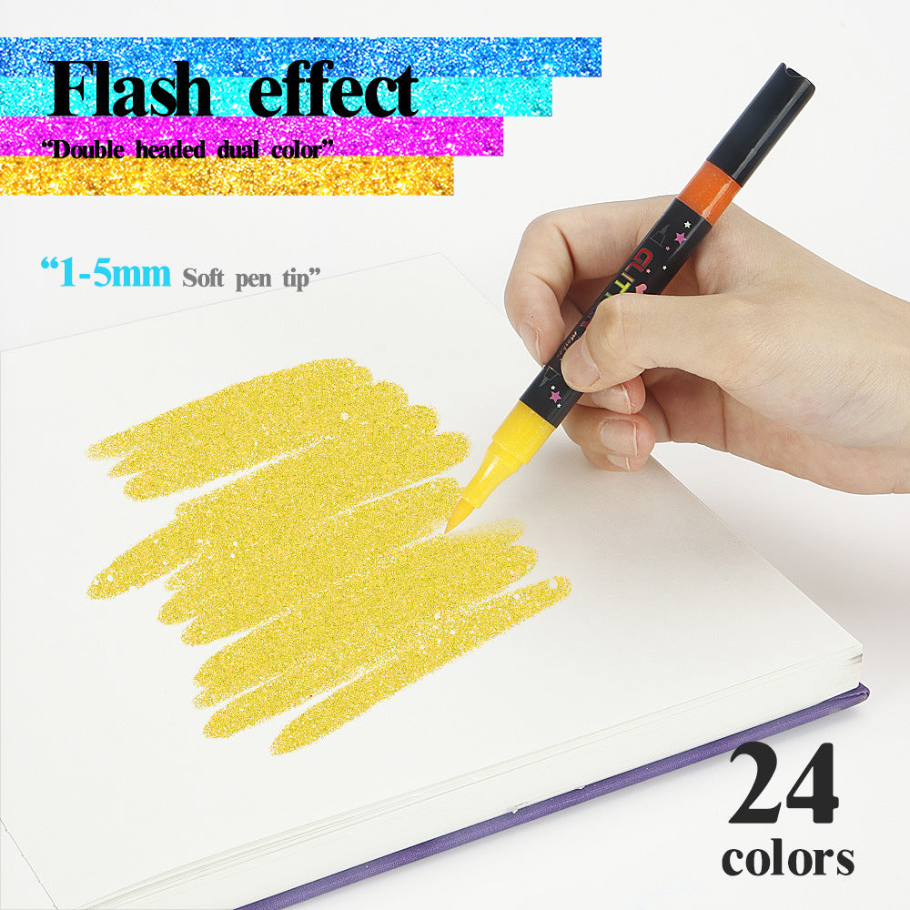 Glitter Brush Marker Set – 12pcs/24 Colors & 24pcs/48 Colors
