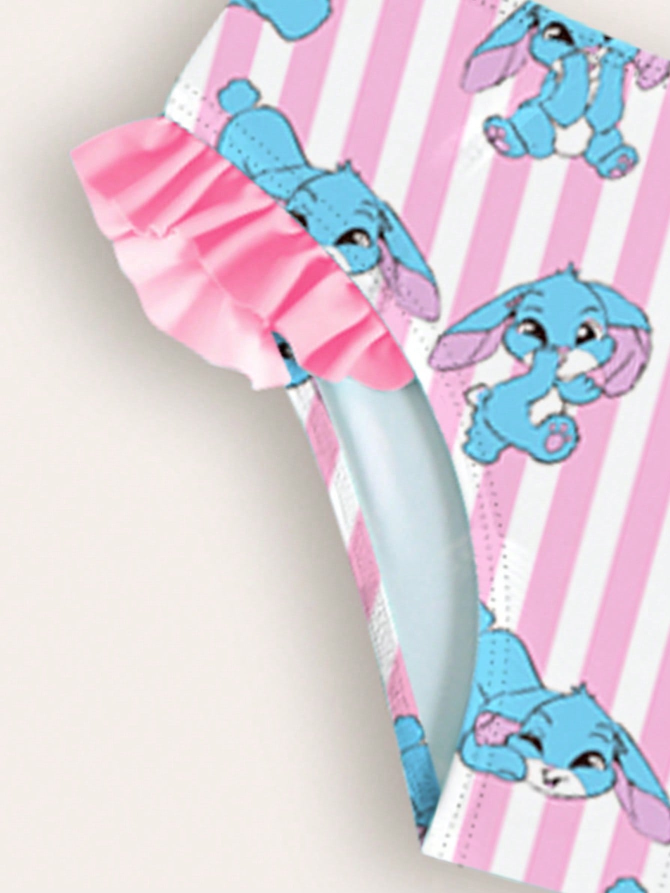 Blue & Pink Bunny Swimsuit Stripe 2pcs | Size 4-7Y