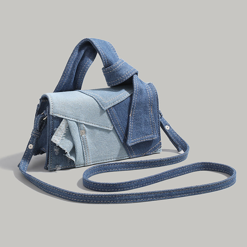 Jeans Fashion Bag For Women With Cute Keychain