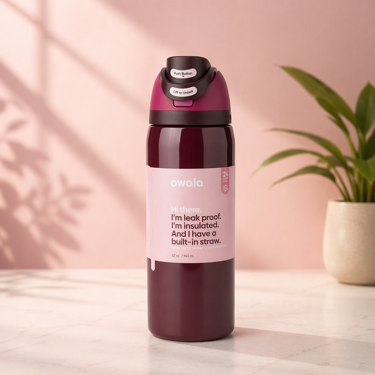 Owala Bottle Stainless Steel FreeSip Leak-proof | Black Cherry 710-950ml