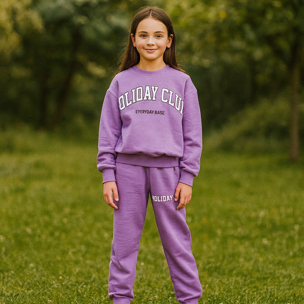 Purple Cotton 100% Outfit Long Sleeve Size 5-10y