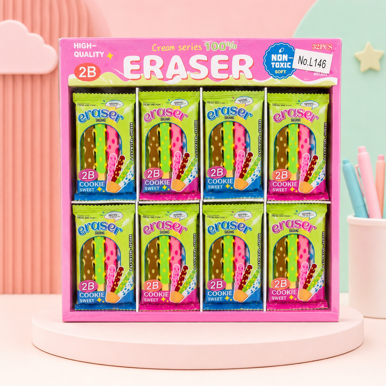 Non-Toxic Popsicle Eraser Sticks – Assorted Colors