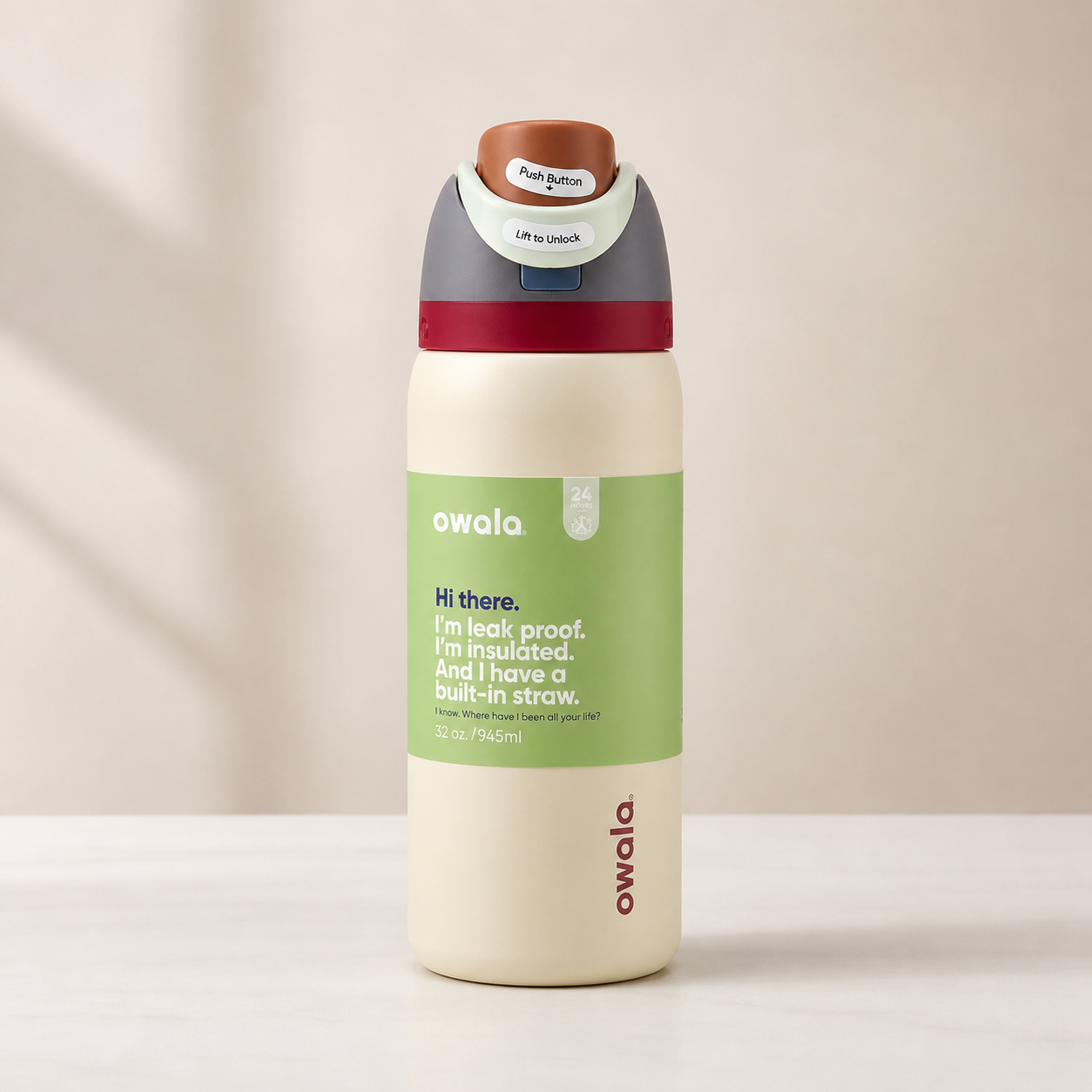 Owala Bottle Stainless Steel FreeSip Leak-proof | Beige Butter | 710-950ml