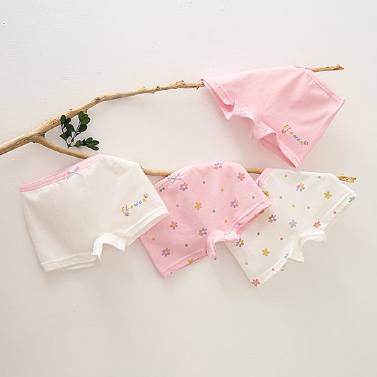 Set Of 4 Pcs Underwear Boxer Flower For Kids Size 2-12y