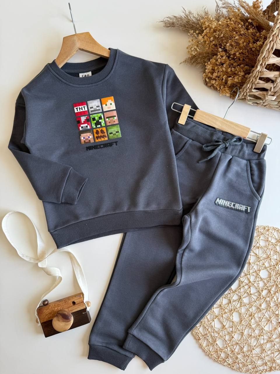 Dark Grey Outfit Minecraft Cotton Size 3-10y