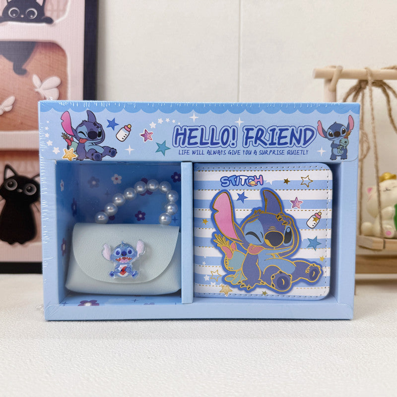 Girls Gift Set – Mini Pearl Handbag & Notebook | Stitch-Hello Kitty | 5+