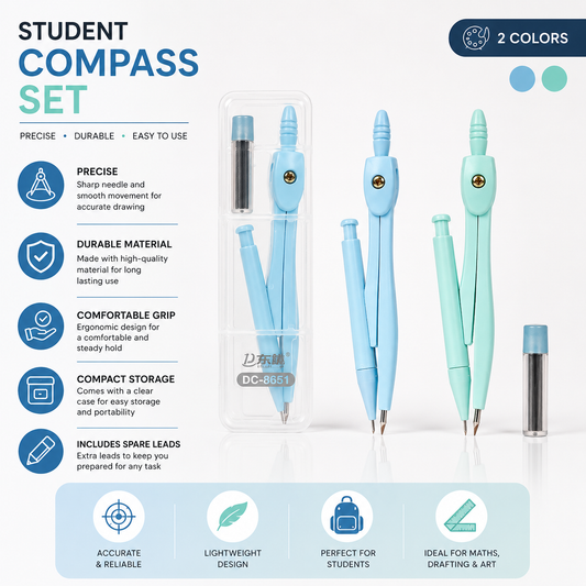 Colors Student Compass Set with Spare Leads