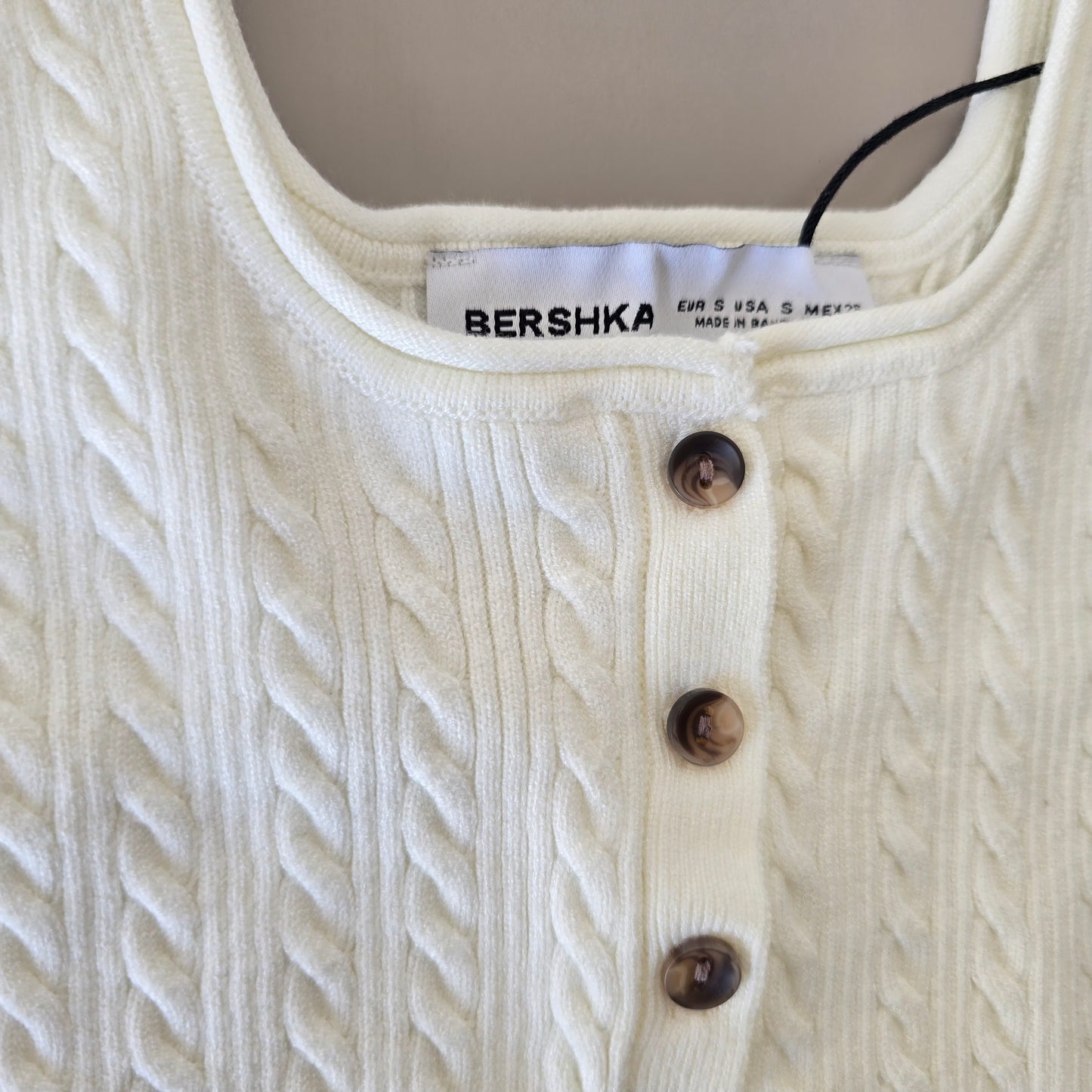 Elegant White Knit Tank Top for Women Brand Bershka | Size S