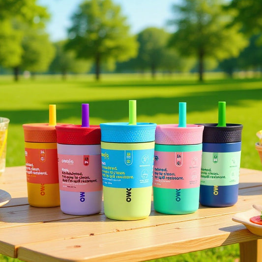 Owala Kids Bottle Stainless Steel Flexible Silicone Drinking Straw Spill-Resistant Lid 355ml