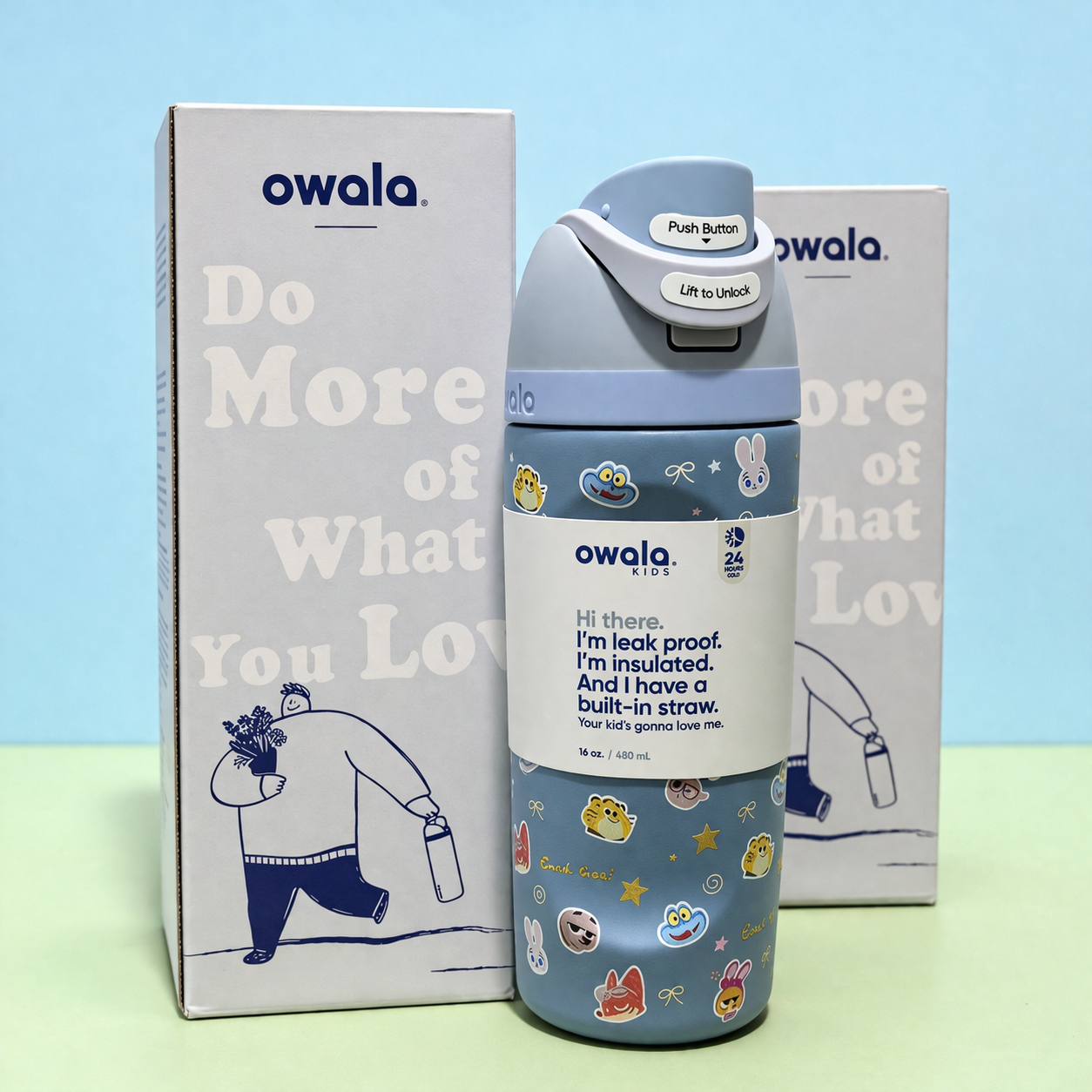 Owala Bottle Stainless Steel FreeSip Leak-proof | Cute Animals | 480ml
