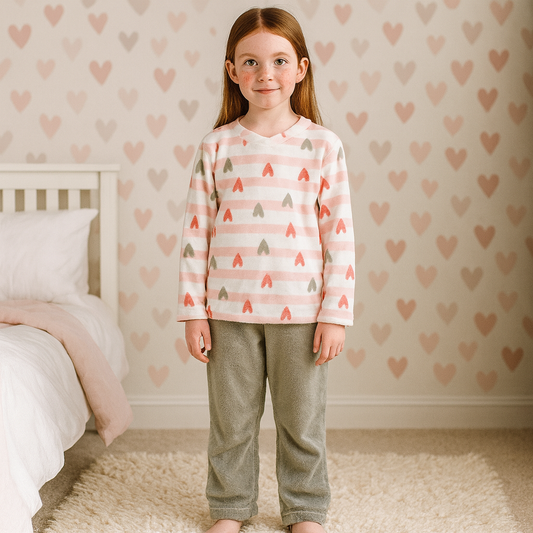 Warm Winter Pijama Hearts Design Size 6-16y
