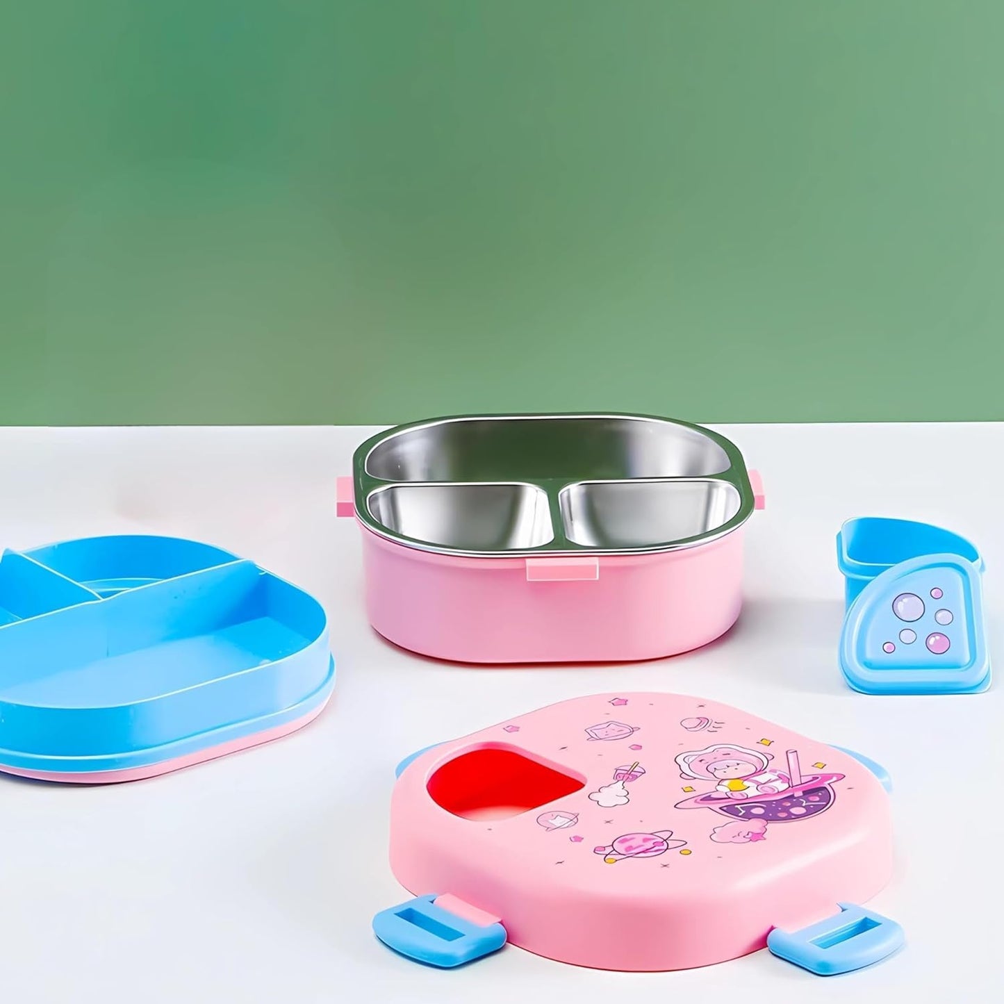 Lunch Box Bento Stainless Steel Space | +Spoon | 19×19×9cm