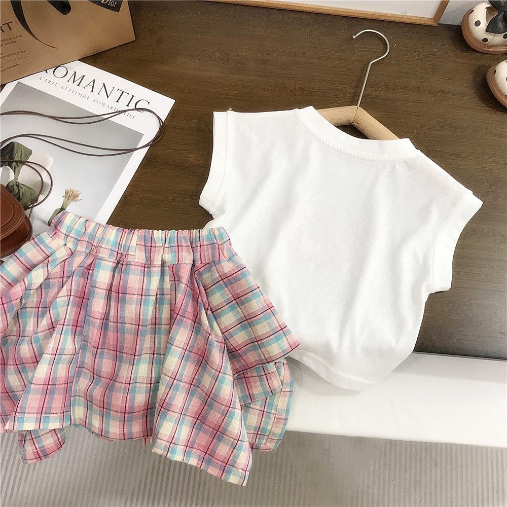 Girls Cotton Short-Skirt Set – Soft Summer Outfit (9-10Y)