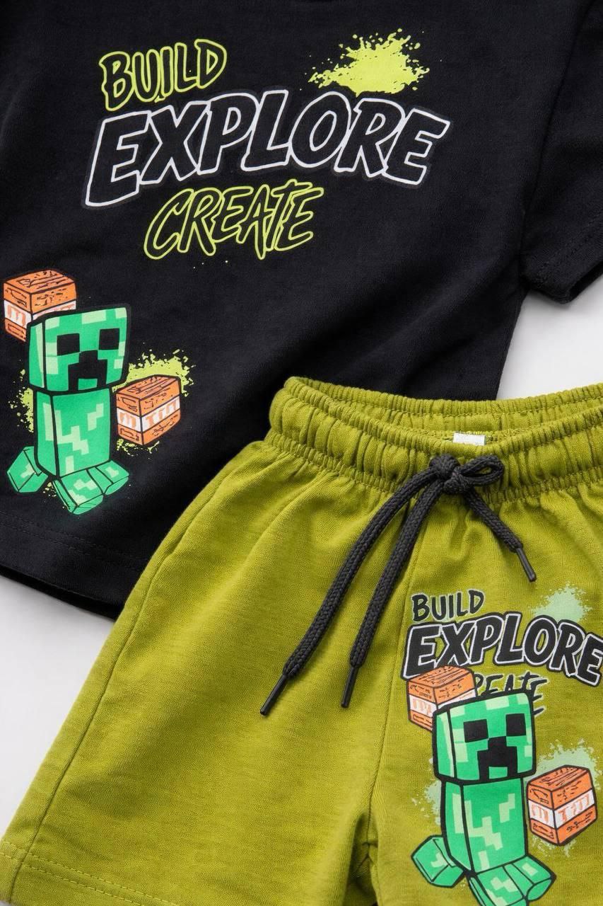 Boys Cotton Minecraft – Soft Summer Outfit | Size 3-10y