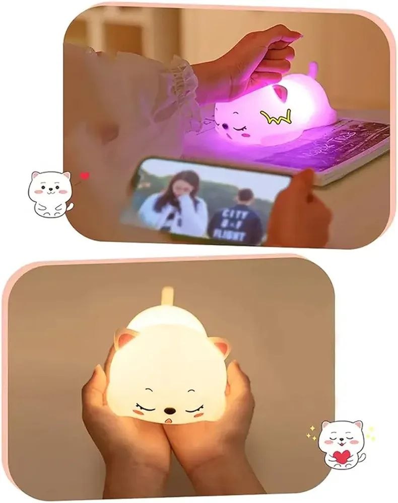 Snoring Cat Silicone Night Light | Usb Rechargeable | 3+