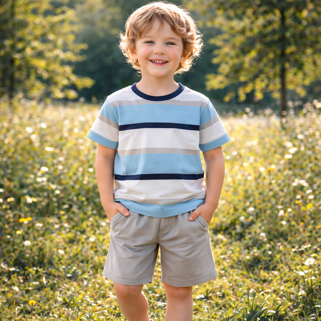 Boys Cotton Blue And White  – Soft Summer Outfit (4–10Y)