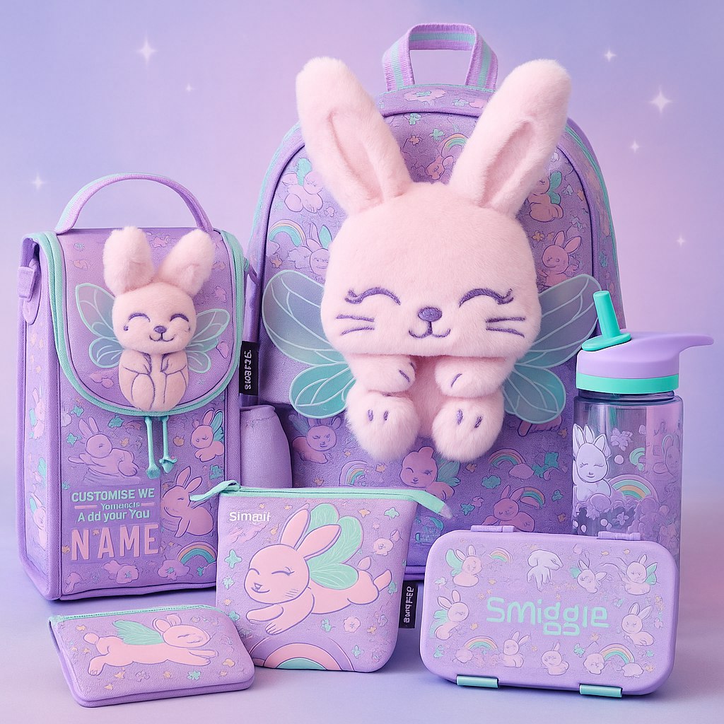 Smiggle Set For School Rabbit Design 4 Pcs Backpack 38cm