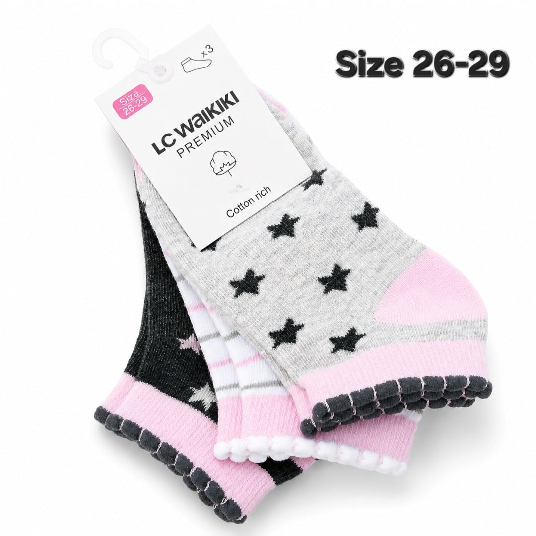 LC Waikiki Premium Cotton Rich Ankle Socks – 3 Pairs | size 26-37