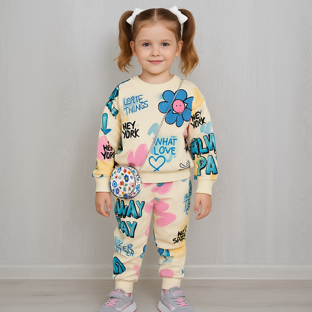 Kids Outfit Cotton 100%  Graffiti Design Size 7-8y