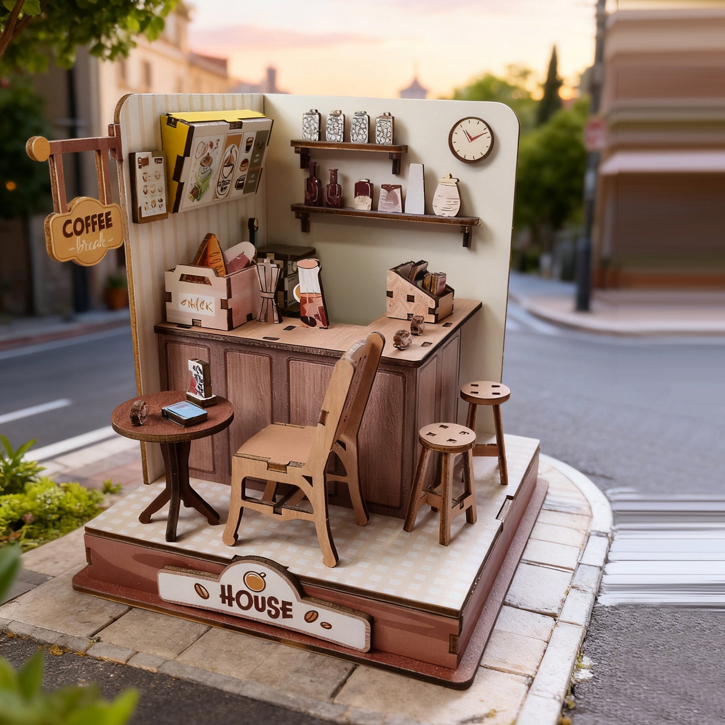 Wooden Coffee House Miniature Puzzle – 105 Pieces