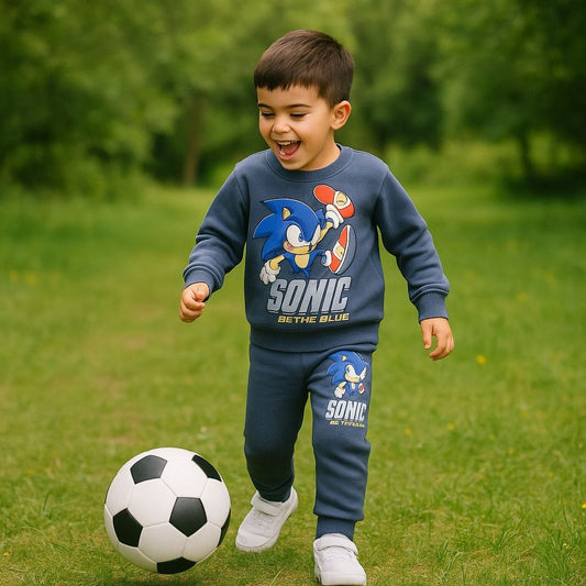 Gray Outfit Warm With Fleece Sonic Design Size 3-10y