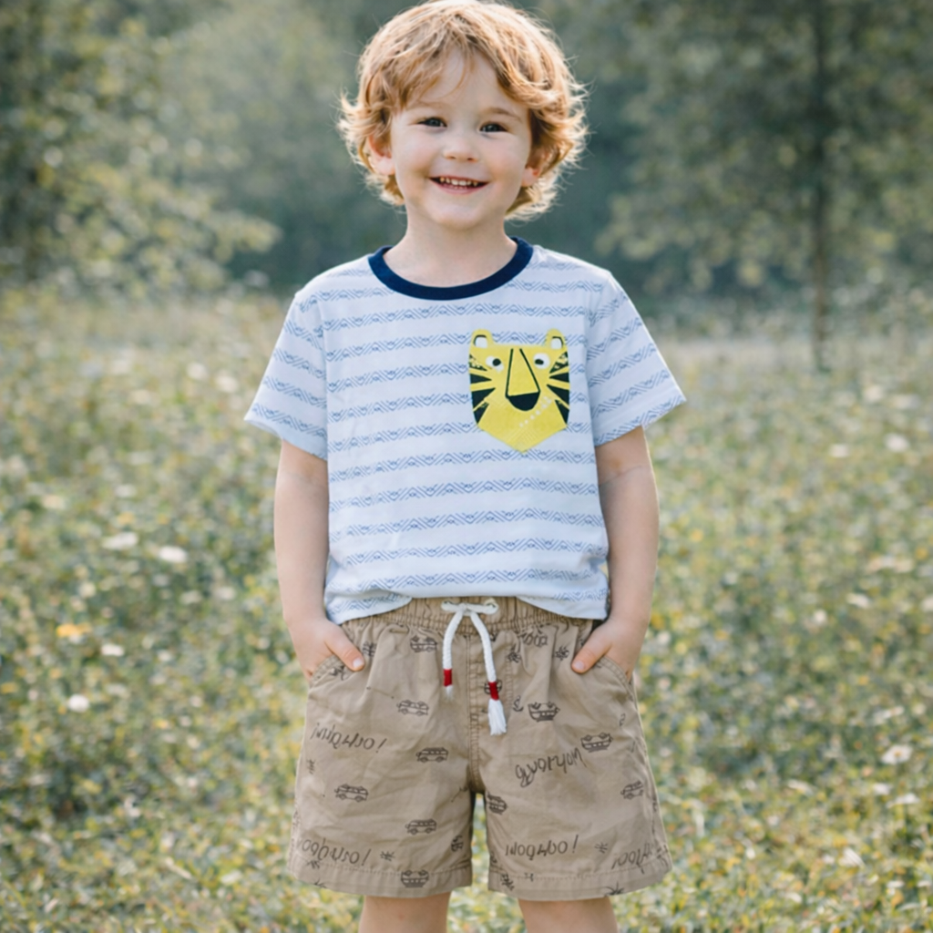 Boys Cotton Tiger – Soft Summer Outfit (7–8Y)