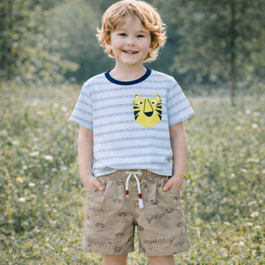 Boys Cotton Tiger – Soft Summer Outfit (7–8Y)