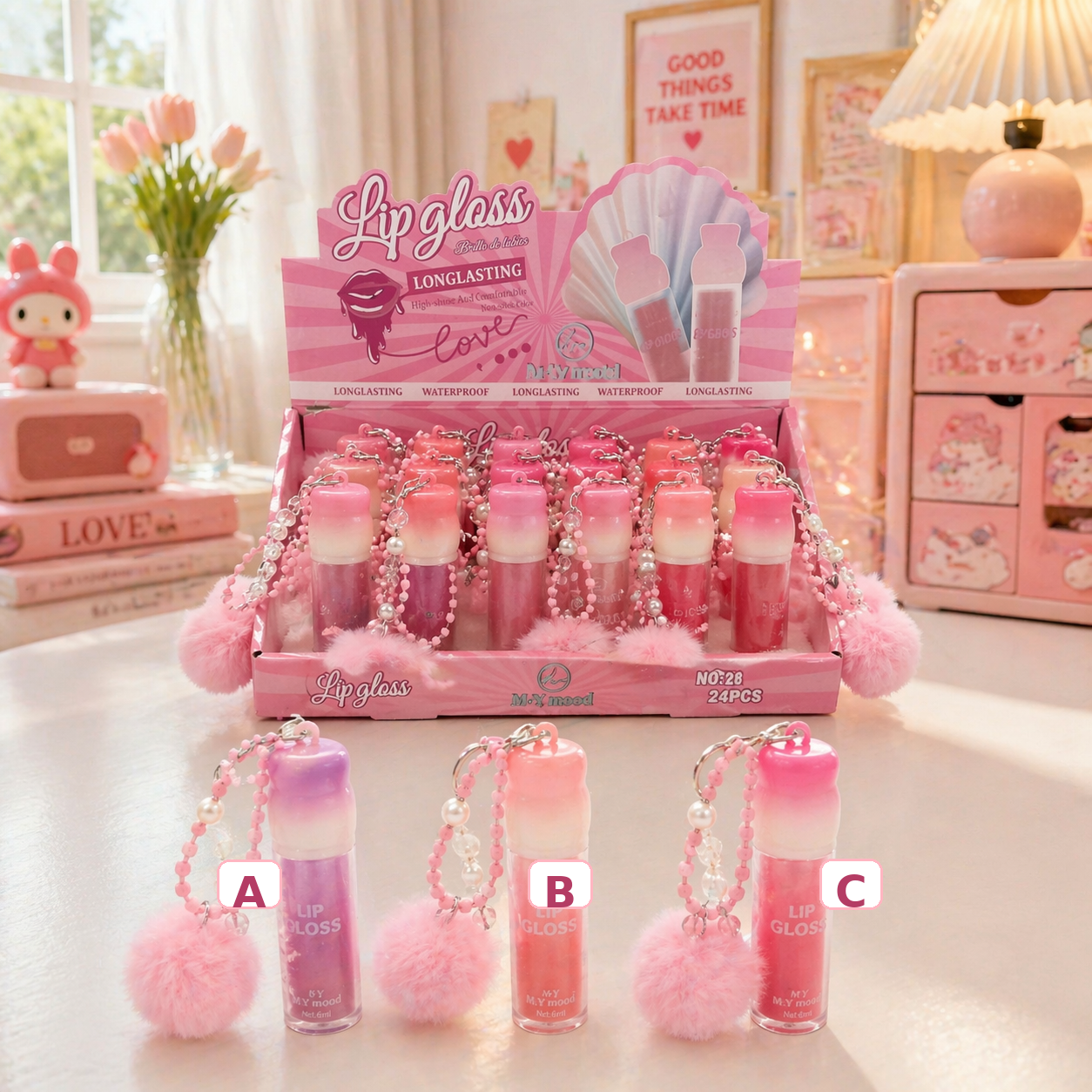 Lip Gloss Keychain – 3 Shades