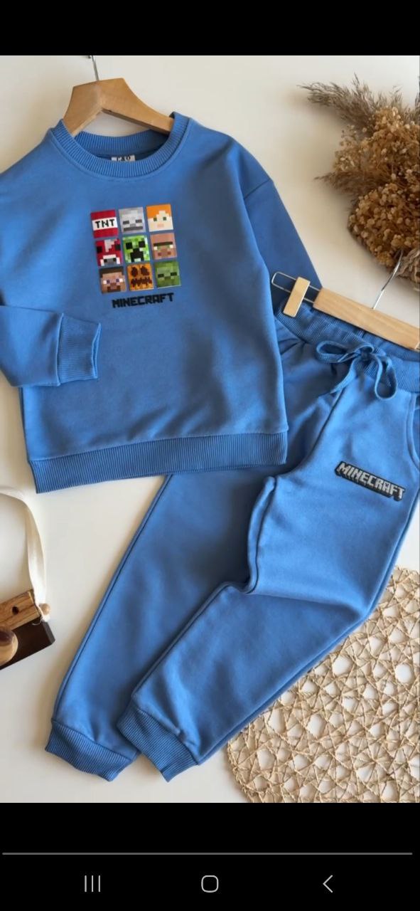 Blue Minecraft Outfit For Cotton High-quality 3-10y