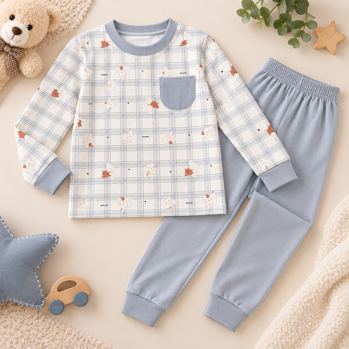 Boys’ Soft Cotton Fleece  Pajama Set | 5–12Y