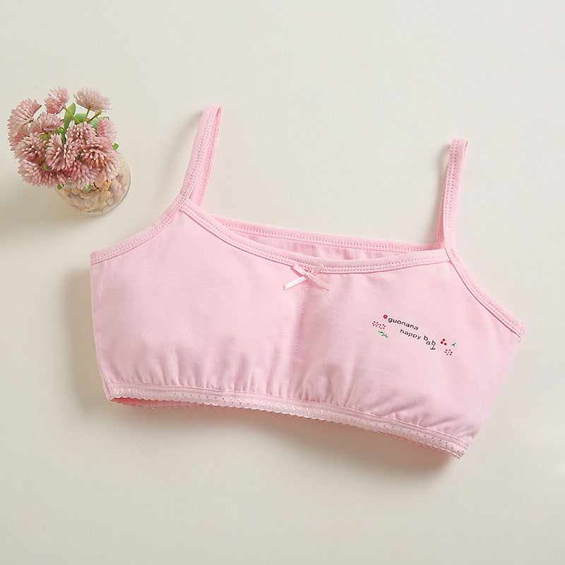 Girls Cotton Bras Thin Straps (1 Pc) | Strawberry | 5-6y