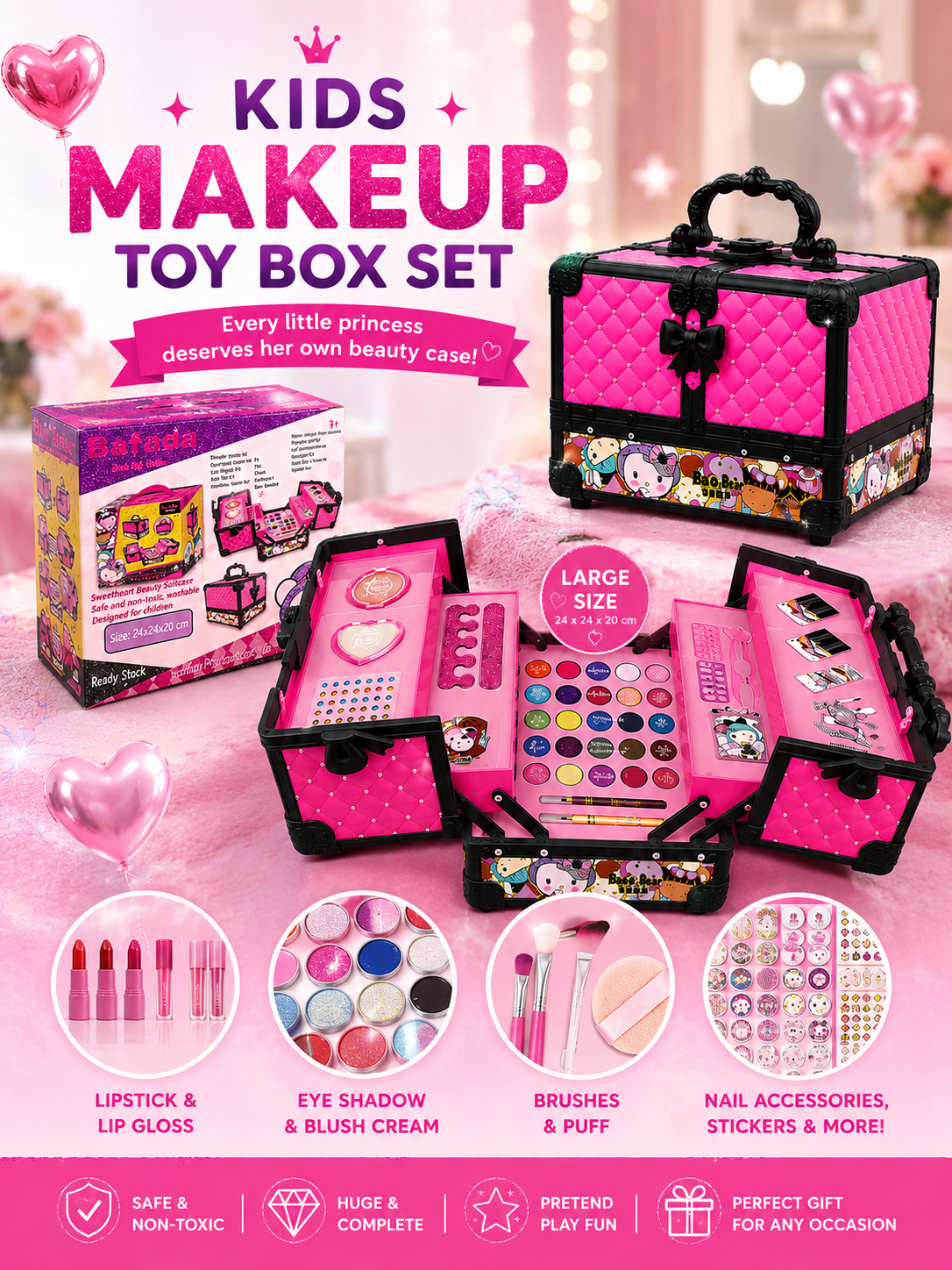 Kids Makeup Set For Girls – Princess Cosmetic Beauty Box✨💄