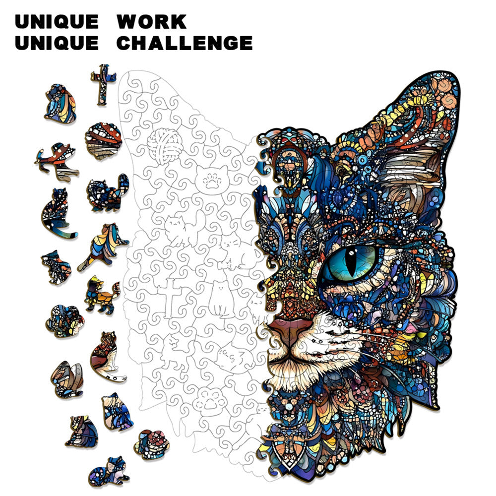 Mystic Cat Wooden Puzzle – 212 Pieces | Premium Animal Jigsaw Puzzle