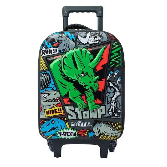 Smiggle Trolley Bag - Hardtop | Green  Dinosaur | 45cm