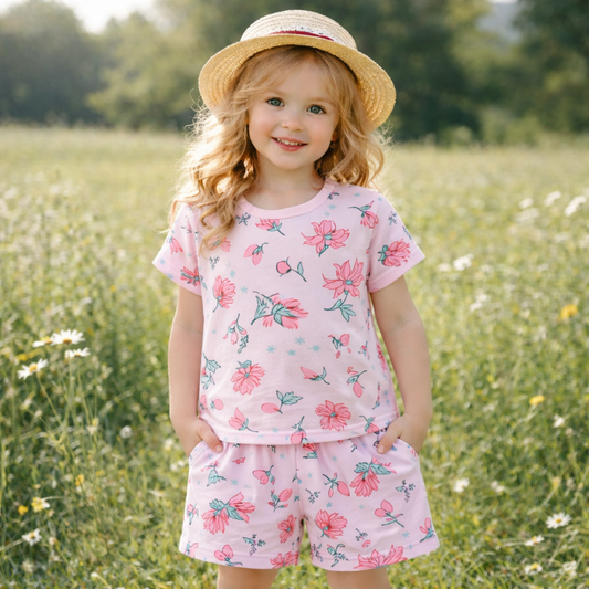 Girls Cotton Flowers – Soft Summer Outfit (3–10Y)