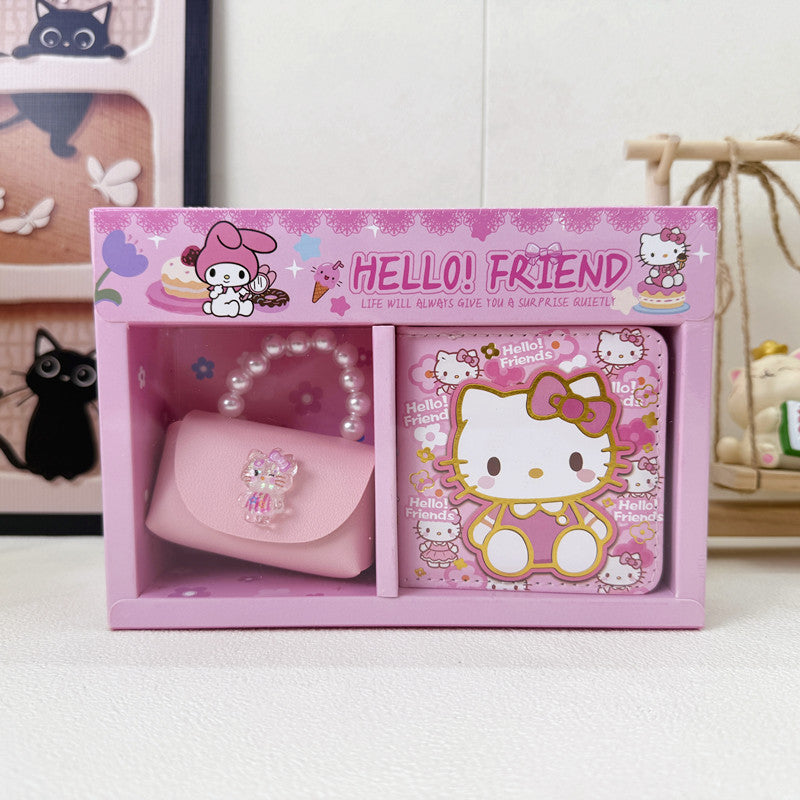 Girls Gift Set – Mini Pearl Handbag & Notebook | Stitch-Hello Kitty | 5+